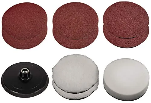 Original Einhell 9-tlg. Polierhauben- und Schleifpapier-Set (Polier- und Schleifmaschinen-Zubehör, passend für Einhell Polier- und Schleifmaschinen mit 150 mm)