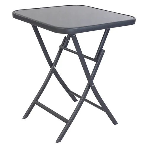 Bistrotisch Klapptisch Glas Metall Dunkelgrau - Eleganter Klapptisch für den Garten mit robustem Aluminiumrahmen und stilvoller Glasplatte. Ideal für kleine Balkone oder Terrassen.