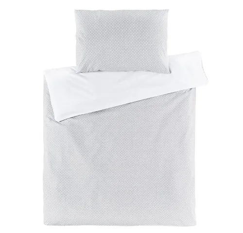 Fillikid Kinderbettwäsche Punkte - Grau, Baumwolle, 2 teilig, Deckenbezug 80x80 cm, Kissenbezug 35x40 cm Baumwolle Kinder Bettwäsche