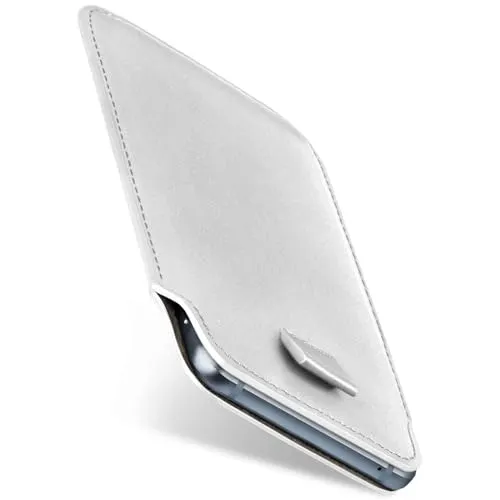moex Slide Case für Samsung Galaxy S24 Handytasche zum Einstecken Ultra dünn, Einsteckhülle Holster Hülle PU Leder, Sleeve Etui Handyhülle mit 360 Grad Komplettschutz, Weiß