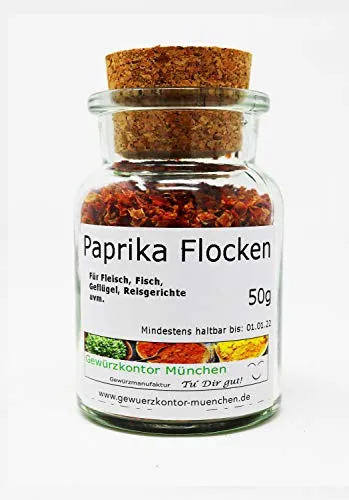 Paprika Flocken Rot 50g im Glas Gewürzkontor München