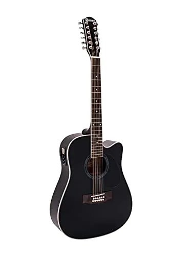 DIMAVERY DR-612 Westerngitarre 12-saitig, schwarz - Gitarren: 12-saitige Westerngitarre mit 3-Band-Equalizer und integriertem Tuner für perfekten Klang - ideal für Bühnenauftritte und Studioaufnahmen!