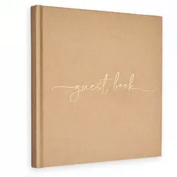 Plantvibes Gästebuch Hochzeit – 72 Seiten Premium-Papier, Dickem Papier, Es Drückt Nicht Durch, Vintage-Stil, Mit Goldenem Titel, Kraftpapier-Brown-EN