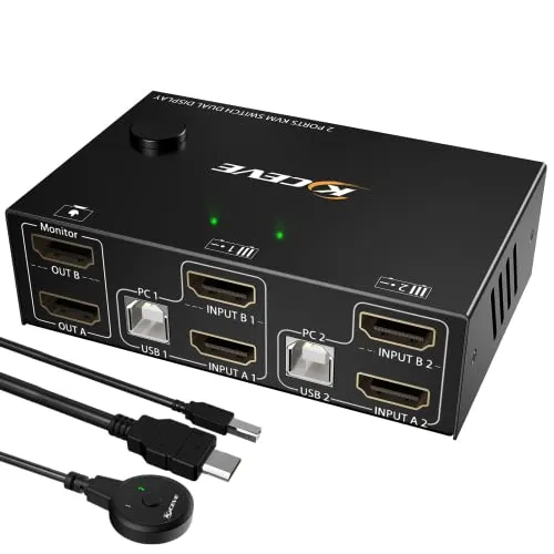 MLEEDA Dual Monitor KVM Switch 2 Port 4K@30Hz von MLEEDA