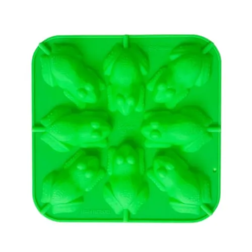 Selecto Bake Silikonform für Lutscher mit 8 Mulden, Frosch, mit 20 Lutscherstäbchen, Silikonform, Lutscherform für Schokolade, Süßigkeiten, Eiswürfel, Party