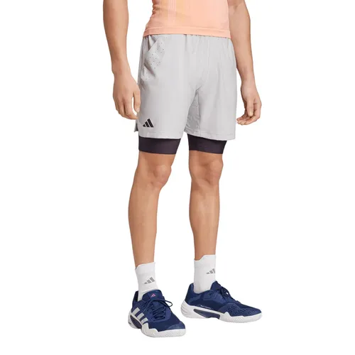 adidas Tennishose Pro Aeroready 2in1 (Short+Tight) grau/schwarz Herren, Größe: XXL