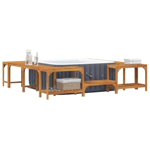 vidaXL Whirlpool-Umrandung Braun 250 x 250 cm aus massivem Akazienholz - Badewannen mit Sprudelfunktion für den Außenbereich, wetterbeständig und langlebig, ideal für jede Klimazone und verleiht deinem Außenbereich Eleganz.