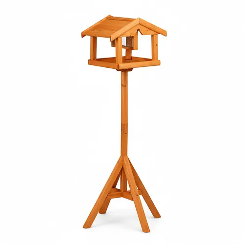 Vogelfutterhaus Ständer - Futterstation für Garten und Balkon - Praktische Futterstation aus Holz, Höhe 117 cm, ideal für die Vogelfütterung im Garten. Wetterfest und robust, sorgt für eine einladende Umgebung für Wildvögel.