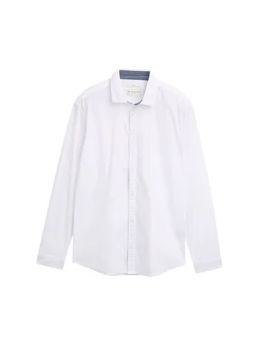 Herren Langarmhemd TOM TAILOR, Gr. XXL, weiß - Modisches Langarmhemd von TOM TAILOR für Herren, hüftbedeckend und aus atmungsaktivem Webstoff mit 98% Baumwolle und 2% Elasthan für optimalen Tragekomfort, ideal für Business- und Abendmode.