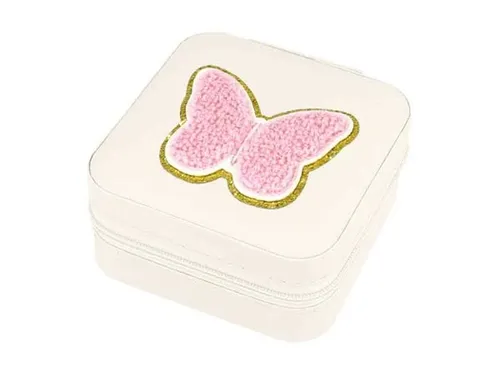 SCHMUCKKASTEN SCHMUCKBOX SCHMETTERLING BEIGE - 10 X 10 CM NEU