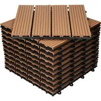 ECD Germany WPC Terrassendielen mit Drainage und Klicksystem - Terrassendielen für Garten und Balkon, rutschfest und robust, ideal für eine schnelle und einfache Verlegung.