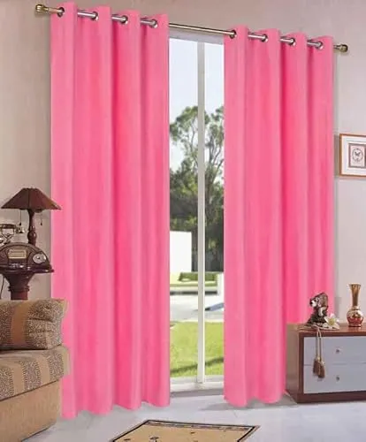 Vorhang Blickdicht Schal, 2 Stück 245x140 (HxB) Matte unifarbene Gardine mit Ösen, Pink Material aus Microsatin Micofaser-Gewebe., 204050