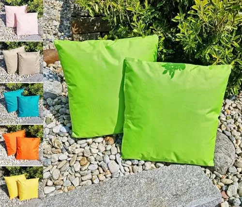 JACK 1x 45x45cm Outdoor Lounge Kissen Dekokissen inkl. Füllung Wasserabweisend Sitzkissen Garten Stuhl Lotus Effekt, Farbe:Grün
