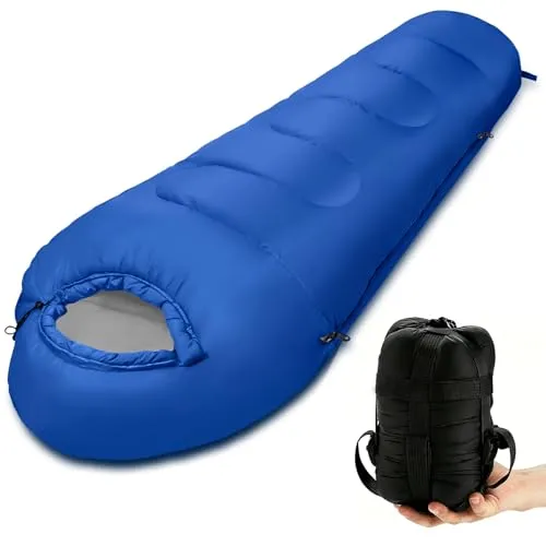 BUOAZR Schlafsack 3 Jahreszeiten & Sommer Ultraleicht [790g] | Kleines Packmaß, Camping Mumienschlafsack Erwachsene (100GSM) für Camping, Reisen Zelten, Trekkingund Outdoor und Indoor