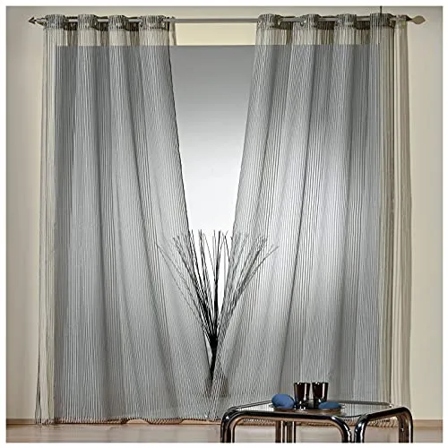 heimtexland ® Ösenschal Gardine Organza Streifen Anthrazit Grau HxB 235x135 Deko Vorhang Transparent Typ744