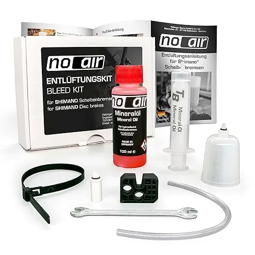 noair Entlüftungskit für Shimano Scheibenbremsen - Entlüftungsset inkl. Mineral-Öl/Bremsflüssigkeit - für Shimano hydraulische Fahrrad Bremsen wie Deore, XT, Dura-Ace etc.