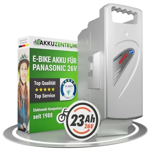 Ersatz-Akku für E-Bike Panasonic 26V 23Ah von GTE - Hochwertige Fahrrad-Batterie mit 23Ah Kapazität, ideal für Panasonic Antriebssysteme ab 2007, sorgt für zuverlässige Leistung und lange Reichweite.
