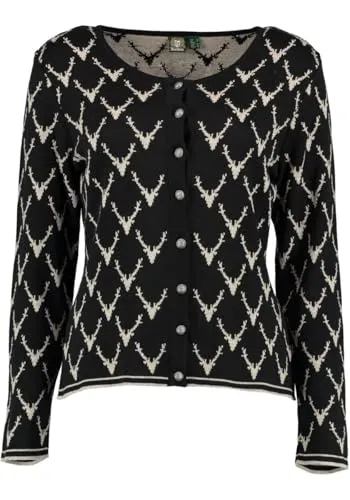 OS Trachten Strickjacke Tailliert lang geschnitten Ewipe, Größe:40, Farbe:schwarz