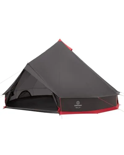 JUSTCAMP Bell 10 Tipi Zelt für Gruppen, Familien oder Camping bis zu 10 Personen, Grau