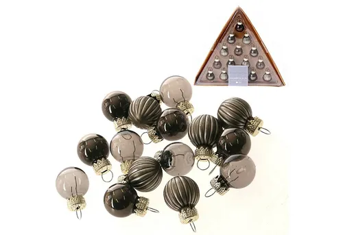 Annastore Christbaumschmuck 15 x Mini Baumkugeln aus Glas zum Hängen - kleine Christbaumkugeln, Ø 2 cm, Glaskugeln zum Hängen