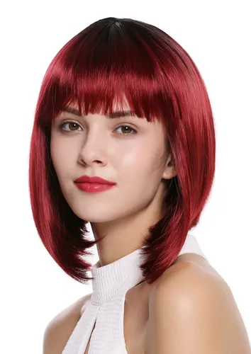 WIG ME UP Damenperücke Perücke Frau kurz Bob Longbob Pony Ombre Schwarz Rot Sexy
