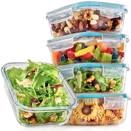 Praknu Glasbehälter mit Deckel - 4er Set Frischhaltedosen 500 ml - Vorratsdosen-Sets: Luftdicht, BPA-frei und ideal für Meal Prep - perfekt für Aufbewahrung, Mikrowelle, Gefrierschrank und spülmaschinenfest.