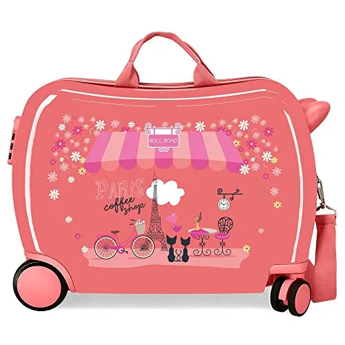 Roll Road Coffee Shop Rosa Kinderkoffer 50 x 39 x 20 cm starres ABS-Seitenkombinationsschloss 34 l 1,8 kg 4 Räder Handgepäck