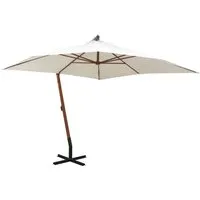 vidaXL Ampelschirm 300x300 cm Holzmast Weiß - Eleganter Sonnenschutz - Sonnenschirm aus UV-beständigem Polyester mit stabilem Holzmast und Kurbelmechanismus für einfachen Gebrauch. Ideal für Terrasse und Garten, sorgt für angenehmen Schatten und schützt vor UV-Strahlen.