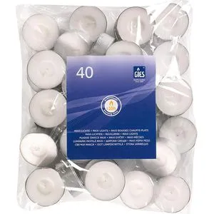 Gies-Kerzen Teelichter 205-455000-10, Maxi, weiß, Ø 58 mm, Höhe 22 mm, 10h Brenndauer, 40 Stück