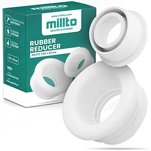 Millto™ Gummi Reduzierstück Rohreinsatz Push Fit Abflussrohr Abflussrohr Gummimanschette Dichtungsadapter 3 bar Anschluss Ø 50 x 32 mm Weiß