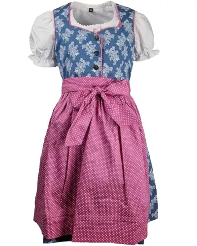 Maddox Kinder Dirndl Gabriella 3-TLG. mit Bluse | Blau Beere 134