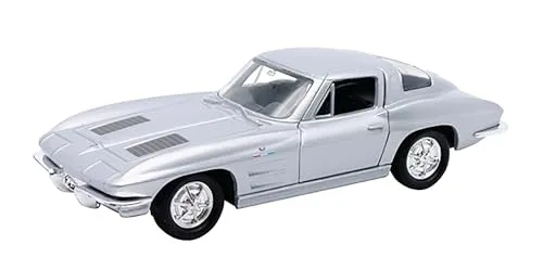 Toi-Toys Chevrolet Corvette 1963 Modellauto aus Metall Modell Auto Spielzeugauto 4-Varianten 94 (Silber-Metallic)