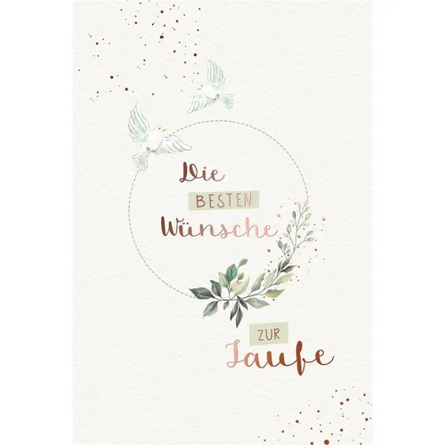 Taufe - Glückwunschkarte im Format 11,5 x 17 cm mit Umschlag - Blätterranken - m