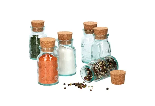 MamboCat Gewürzbehälter 6er Set Gewürzgläser grün 125ml + Korken, Glas