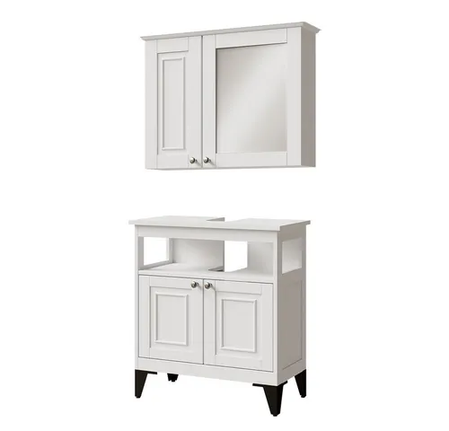 Vicco Badmöbel-Set Vanity, Weiß, 2 Teile - Elegantes Badmöbel-Set mit Waschtisch, ideal für stilvolle Badezimmer. Genießen Sie großzügigen Stauraum und verwandeln Sie Ihr Bad in eine entspannende Oase.