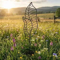 Rankgitter Metall Schwarz Blatt Design 170 cm x 40 cm mit Erdspieß - Verschönern Sie Ihren Garten mit unserem eleganten Rankgitter in Blattform. Ideal für Kletterpflanzen, einfach zu installieren und bietet Stabilität. Perfekt zur Begrenzung von Beeten.