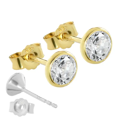 NKlaus Paar Ohrstecker Gold 585 – Elegante Ohrringe mit Zirkonia - Ohrringe für Damen, 14 Karat Gelbgold, leicht und komfortabel, ideal für jeden Anlass – zeitloses Design mit funkelnden Zirkonia für zusätzlichen Glamour.