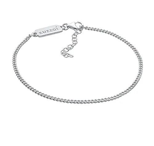 Kuzzoi Herren Silber Armband mit Panzer Glieder - Armband für Herren aus 925 Sterling Silber, handgefertigt und poliert, ideal als Geschenk für Männer zu besonderen Anlässen.