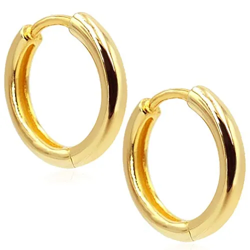 Creolen Silber 925 - Gold Rosegold - Damen Herren - Klein Zierlich 14 mm - Knorpel Tragus Helix - Ohrringe Zum Schlafen