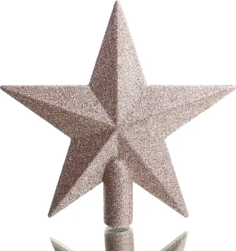 Bruchfeste Weihnachtsbaumspitze Stern Puderrosa mit Glitter Ø 19 cm - Kunststoff