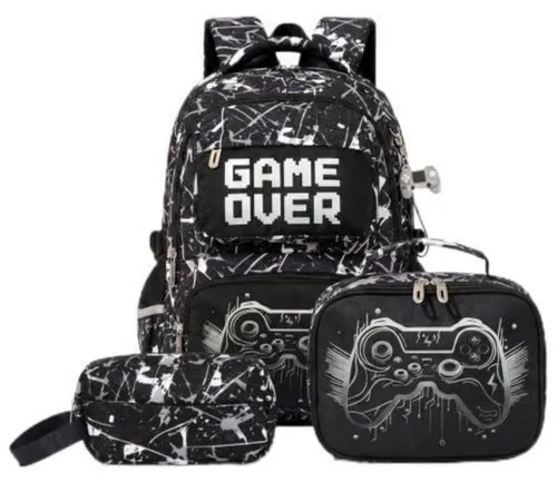 Schulranzen Set 3-teilig Jungen 8-12 Jahre Wasserdicht Schwarz Gaming Motiv