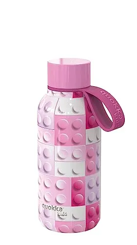 Quokka KIDS SOLID PINK BRICKS | THERMOFLASCHE MIT EDELSTAHL-AUFHÄNGER 330 ML
