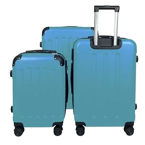 MY TRAVEL BAG Hartschalen-Koffer Set - 3er Trolley in Türkis - Koffer Set aus robuster und leichter Hartschale mit 360° Rollen-System für müheloses Manövrieren. Integriertes Zahlenschloss sorgt für Sicherheit auf Reisen.