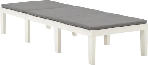 vidaXL Sonnenliege mit Auflage Kunststoff Weiß - Gartenliege mit verstellbarer Rückenlehne für optimalen Komfort. Leicht zu reinigen, mit bequemer Auflage und ideal für entspannte Stunden im Freien.