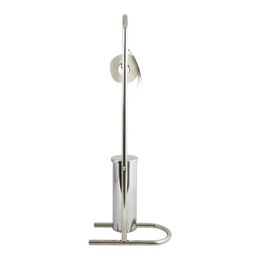 MSV Stand WC Garnitur aus Edelstahl 30x16,5x80cm - Elegante WC Garnitur mit Klobürste und Toilettenpapierhalter, hygienisch und leicht zu reinigen - Ideal für ein modernes Bad