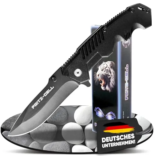 fritz-cell Klappmesser Einhandmesser Survival Taschenmesser Outdoor Messer schwarz MX57