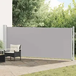 vidaXL Ausziehbare Seitenmarkise 600x160 cm Grau - Markise für Terrasse, Innenhof oder Balkon – bietet Sichtschutz und schützt vor Sonne. Hergestellt aus UV-beständigem, wasserfestem Polyester, mit einfacher Rückrollfunktion und stabiler Stahlkassette.