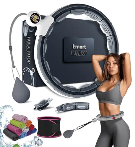 Smart Weighted Hula Ring Hoops, Hula Circle Abnehmbarer Fitnessring mit 360 Grad Auto-Spinning Ball Massage, Gymnastik, Erwachsene Fitness für Gewichtsverlust (Schwarz)