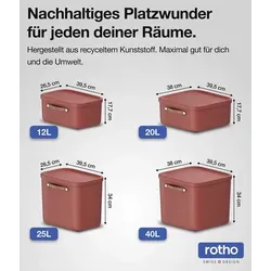 Rotho Maloja 4er-Set Aufbewahrungsbox 20l - Aufbewahrungsbehälter mit Deckel, 20 Liter Volumen, ideal für die systematische Ordnung in Kinderzimmer, Bad oder Küche - stapelbar und pflegeleicht!