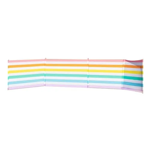 MARBUENO SUMMER Windschutz, 5 Stangen aus Stahl, Polyester, bunte Streifen, 480 x 80 cm, für Strand, Pool, Garten und Camping 10497